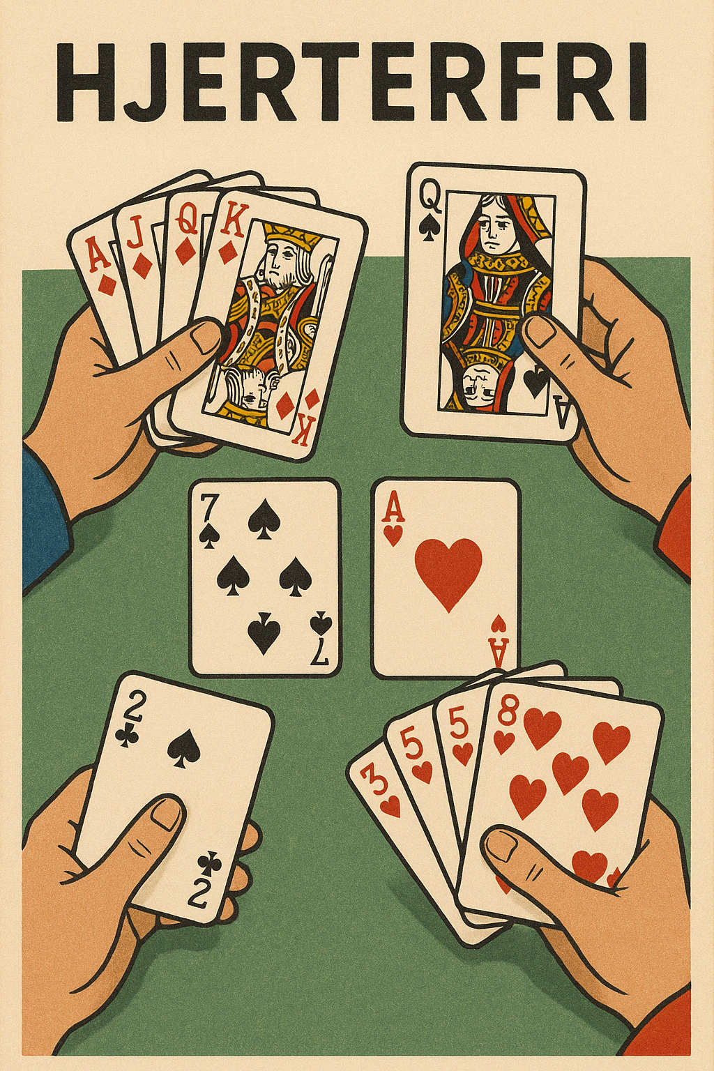 Historisk illustration af Hjerterfri kortspil